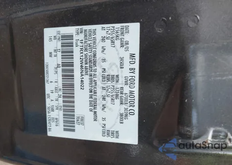 2006 Ford F-150 Stx/Xl/Xlt z USA, uszkodzony, nr VIN 1FTRX12W46NA14022